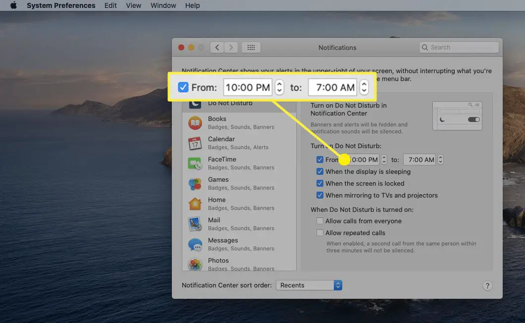 En skärmdump av Mac-meddelandemenyn.