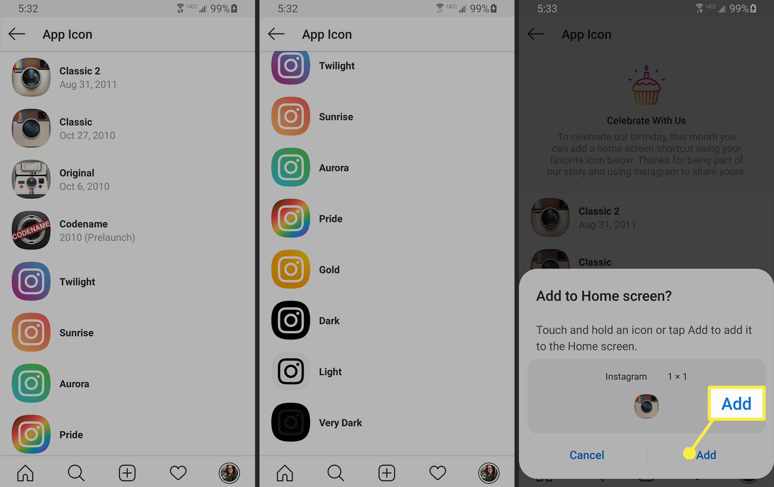 Ändra Instagram-appikonen på Android.