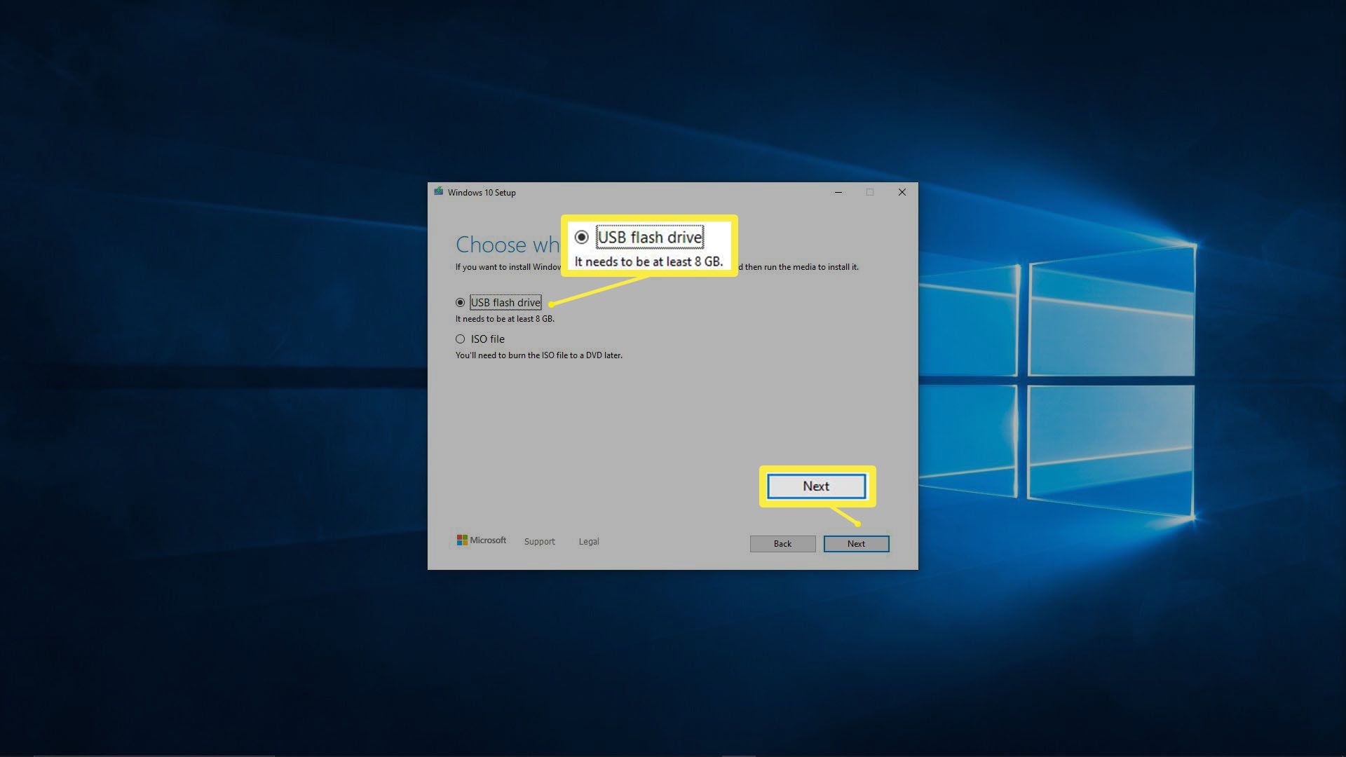 En skärmdump av Windows 10 Media Creation Tool.