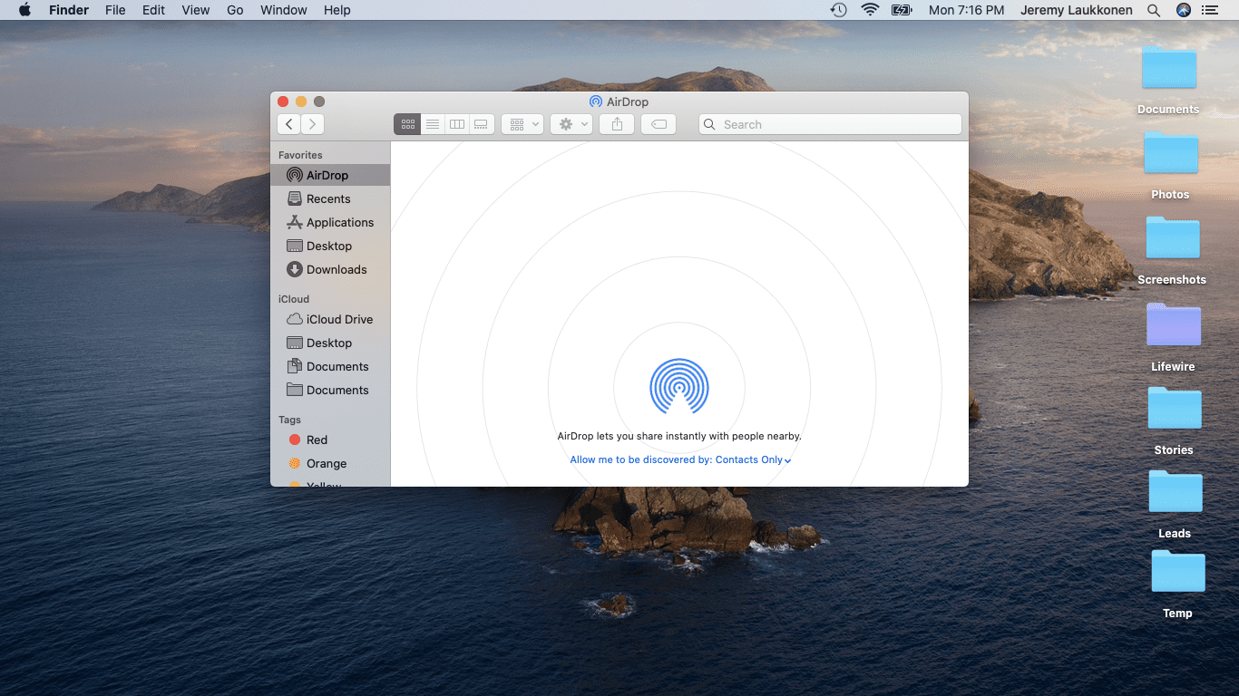 En skärmdump av ett Finder-fönster på Mac.