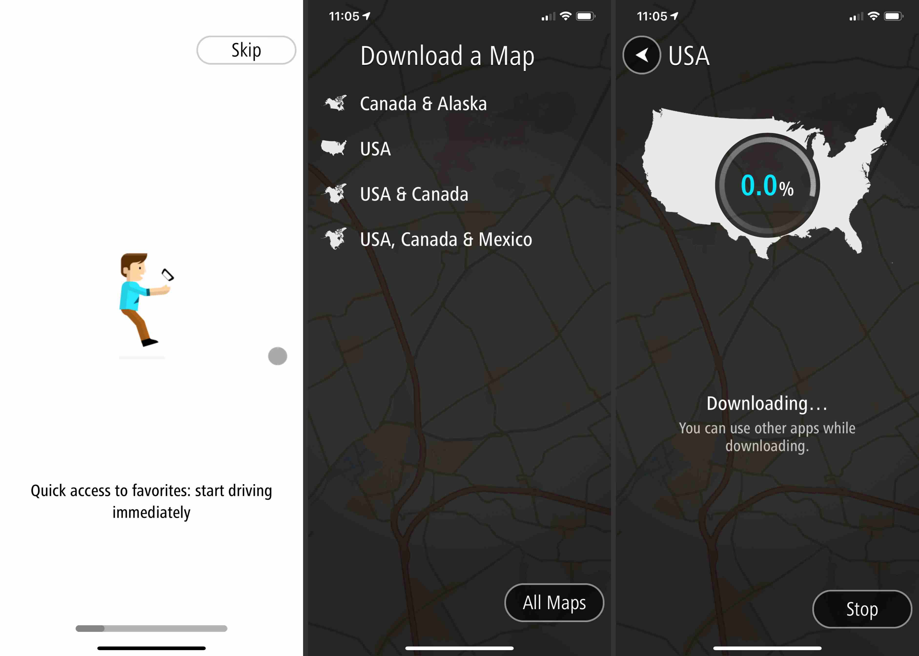 TomTom Go skärmar på iOS