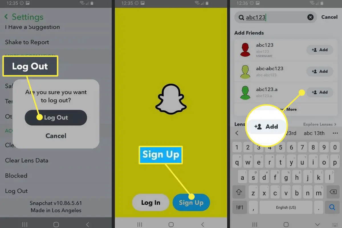 Skapa ett nytt konto i Snapchat