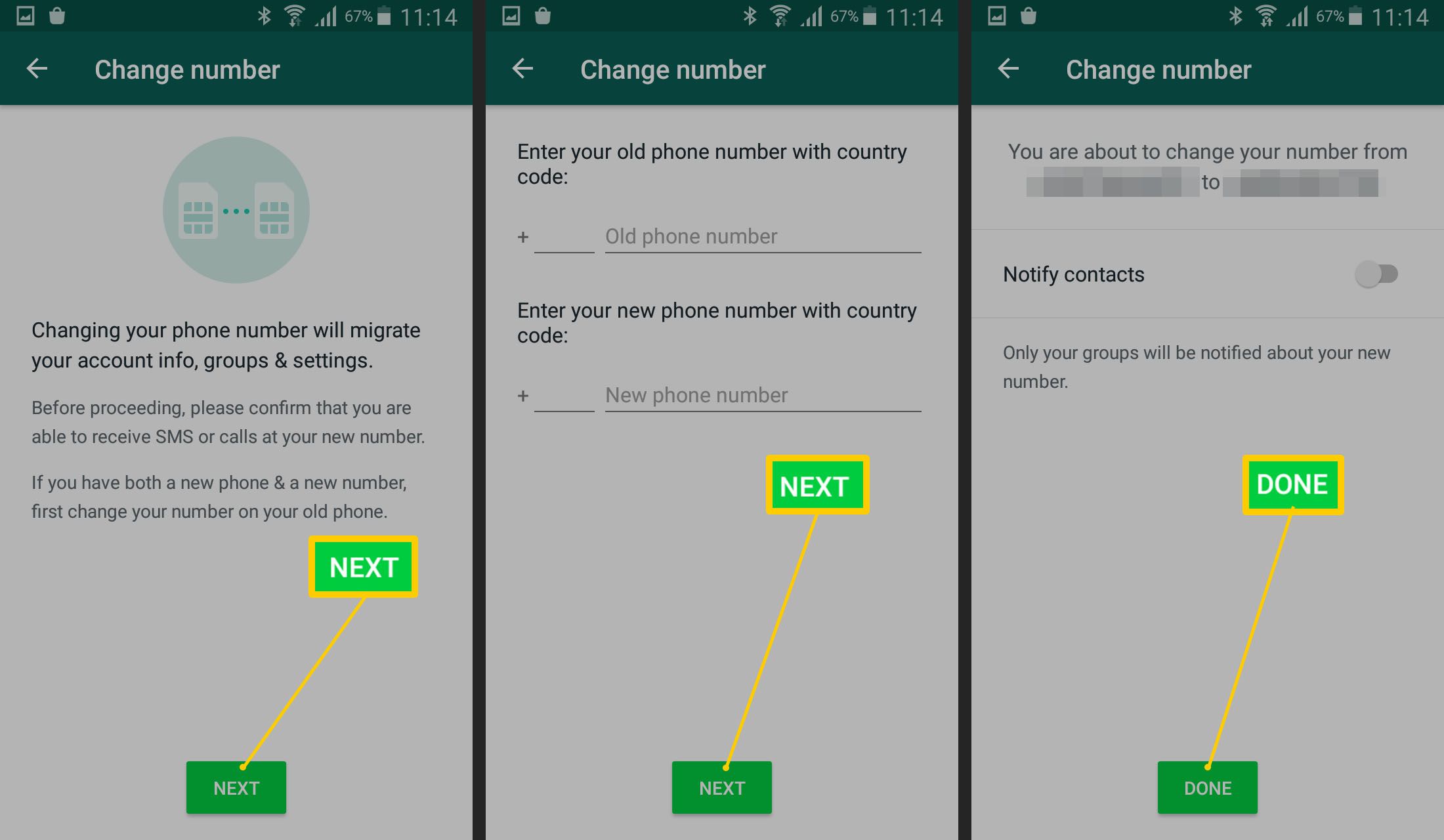 WhatsApp steg för steg anvisningar för att ändra ditt nummer