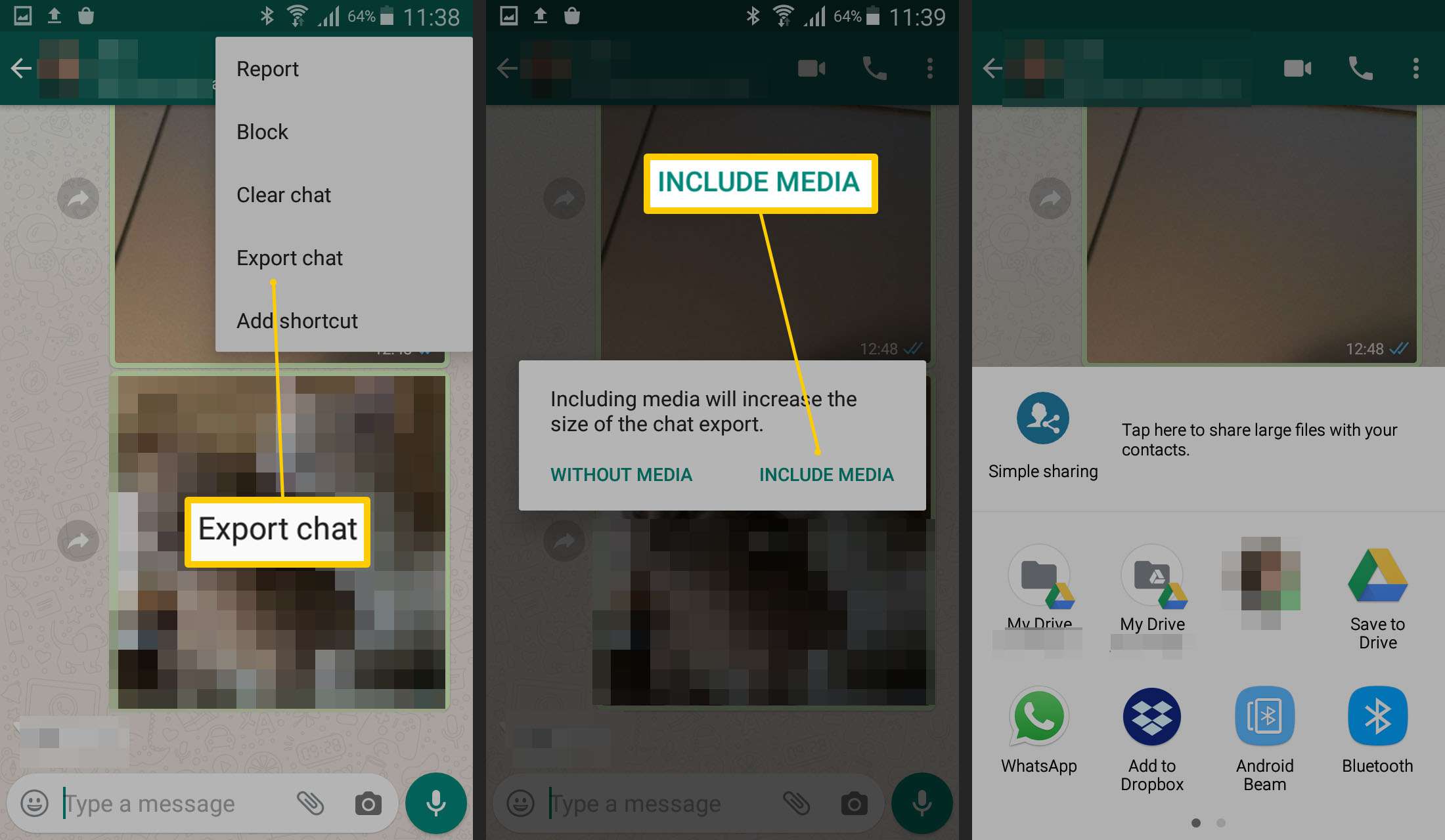 WhatsApp - steg för att exportera din chatt någon annanstans på Android