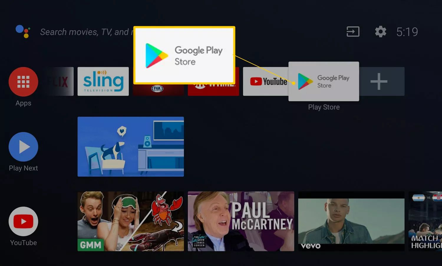 Google Play Store-ikon på Android TV