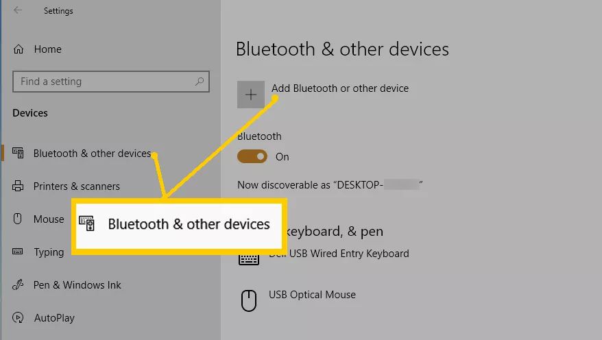 Datorinställningar - Bluetooth och andra enheter