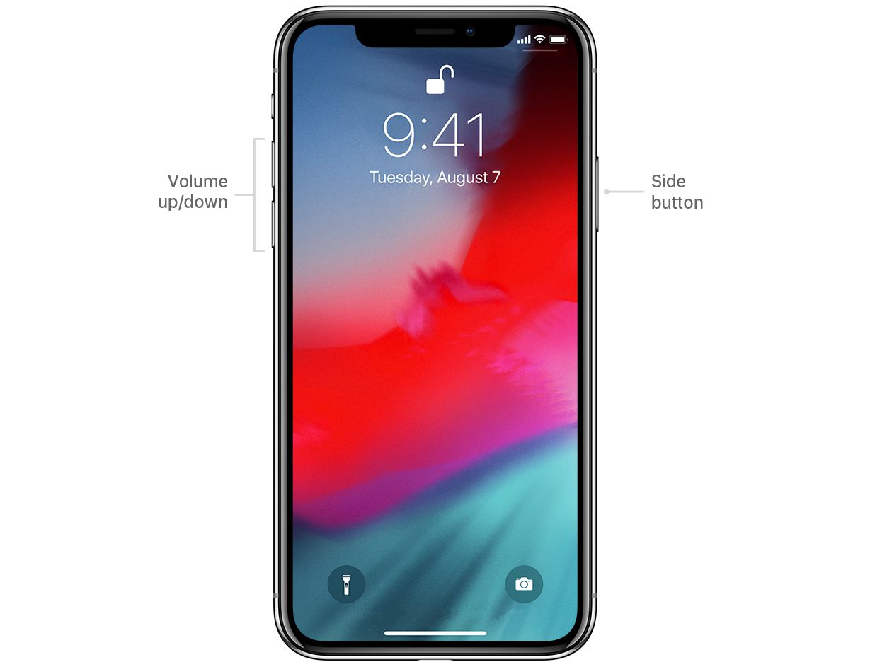 iPhone X Volym upp / ner och sidoknappar