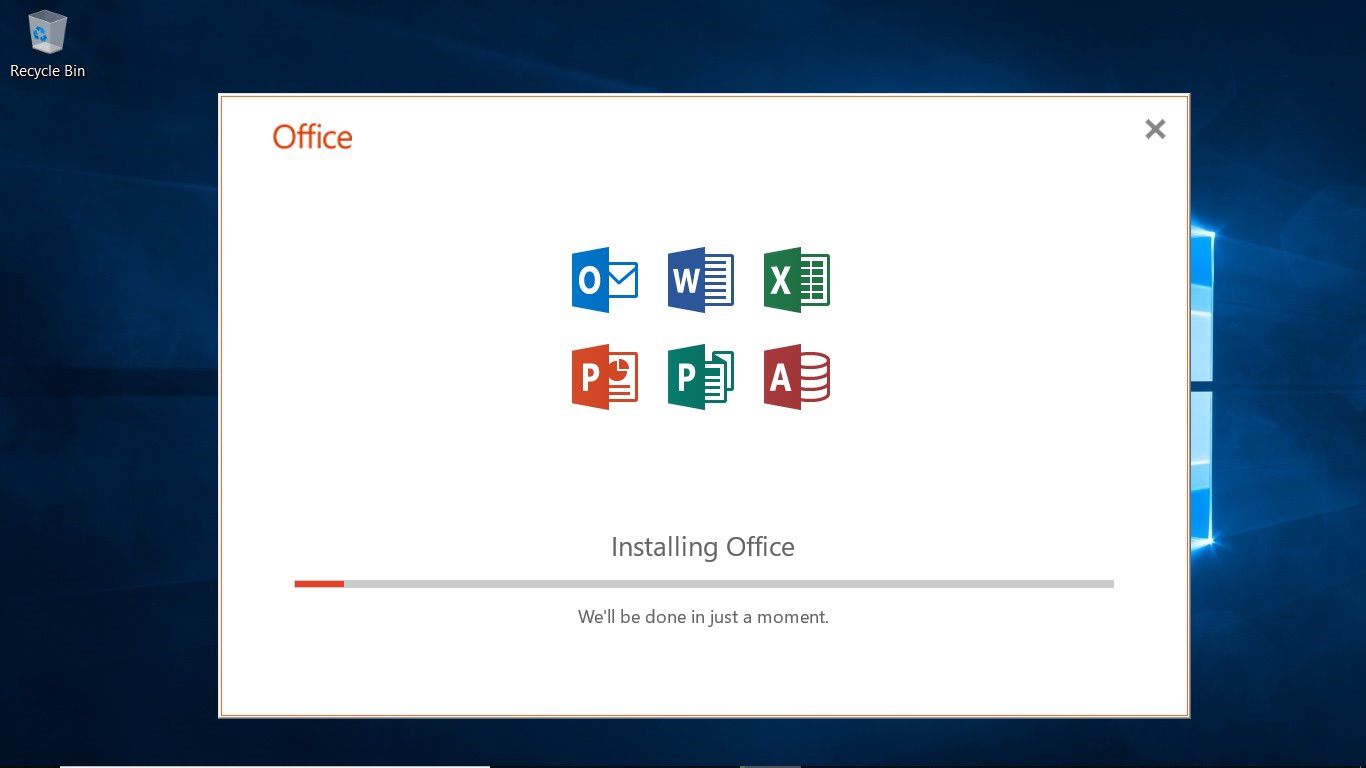 Office 365 installationsfönster
