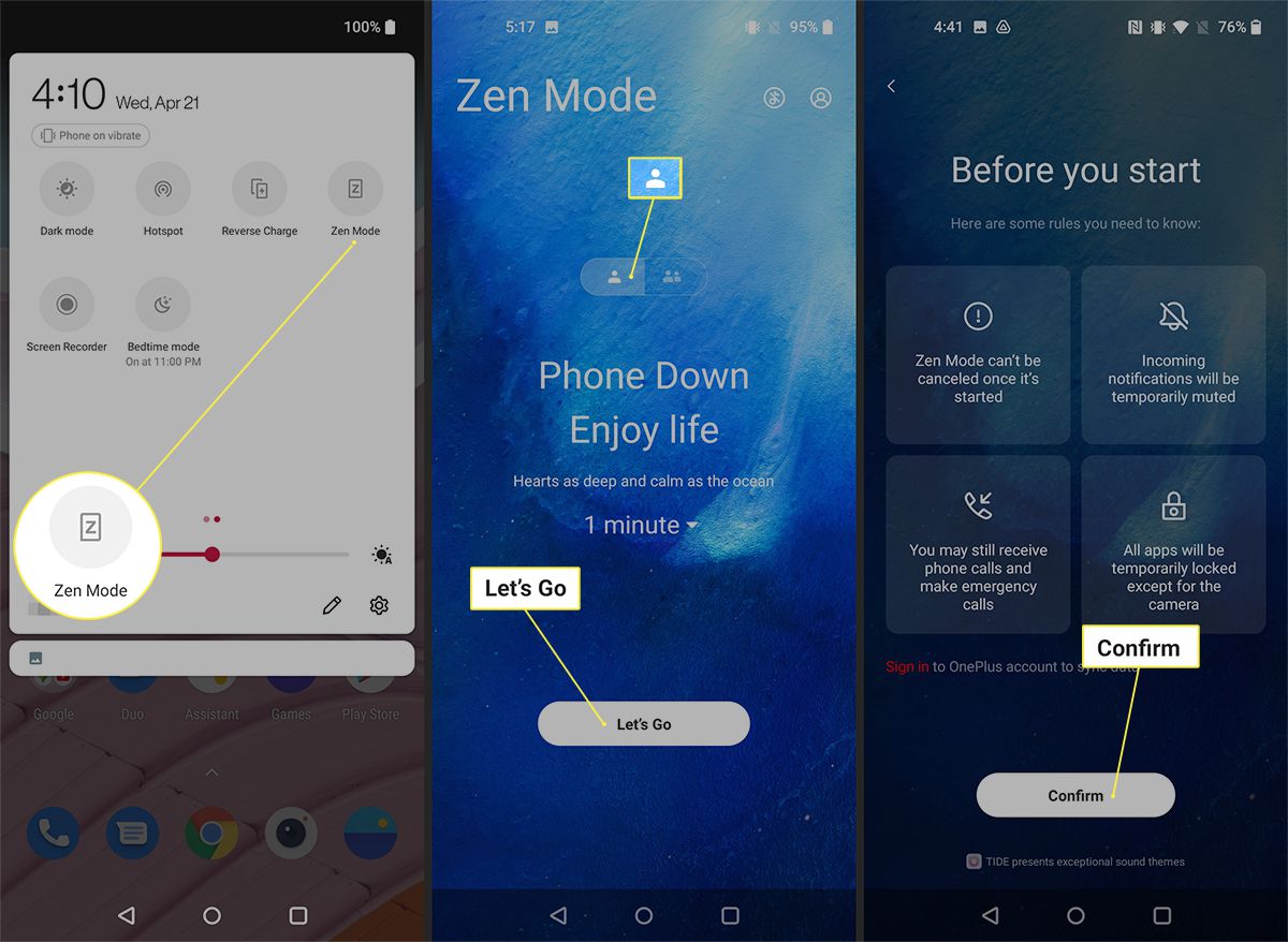 Zen Mode-inställning från OnePlus 9-telefonen