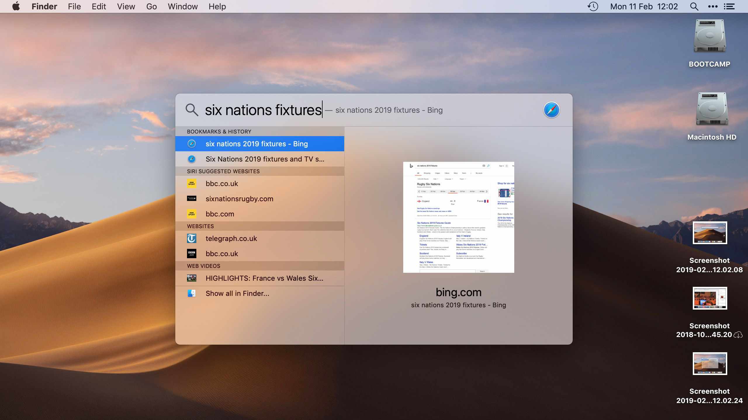 Spotlight Search visar resultat på en Mac
