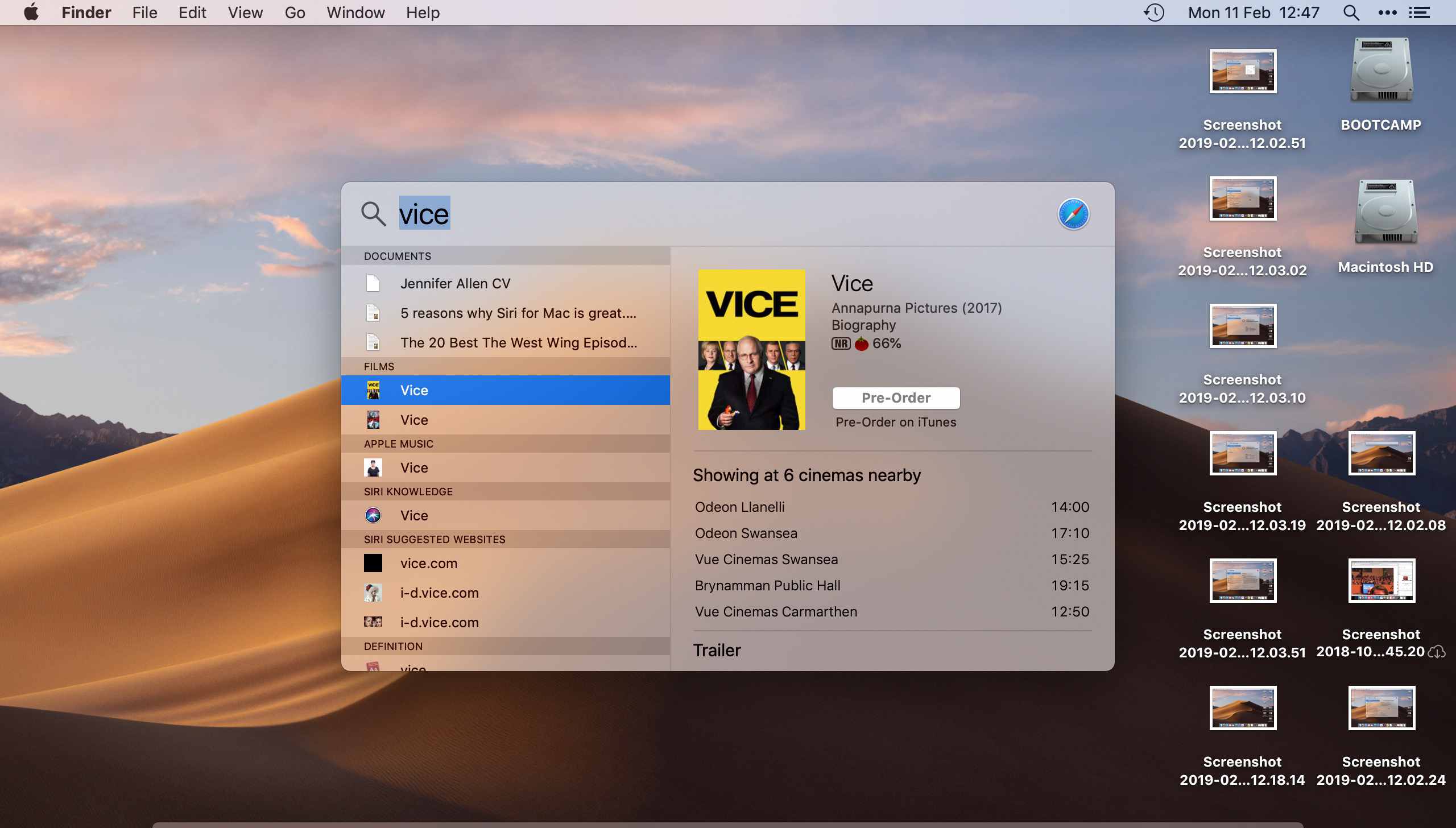 Förhandsgranskning av Mac OS Spotlight Search Film