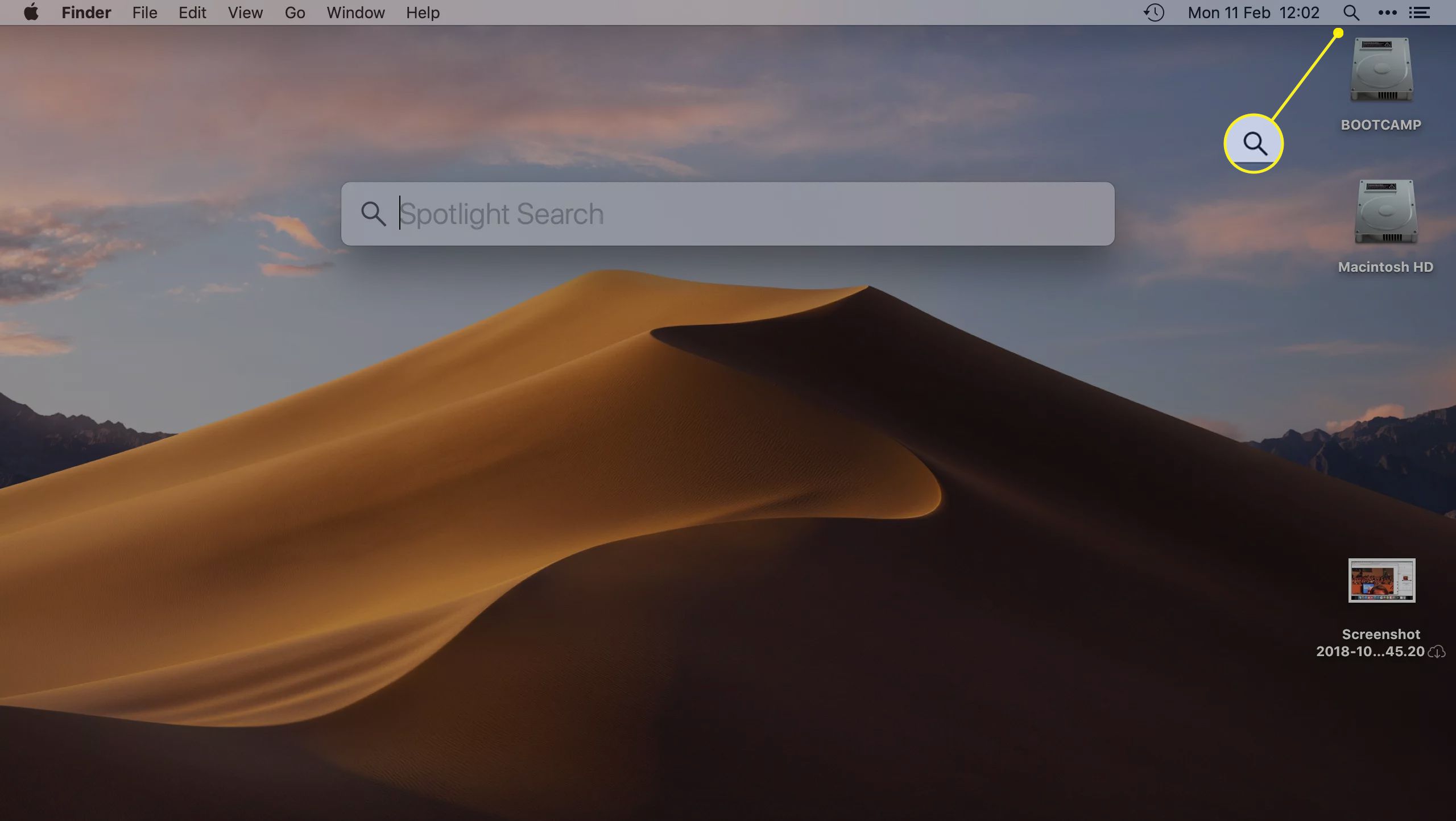Spotlight Search-ikon i Mac-menyraden