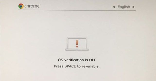 tryck på Ctrl + D på skärmen som säger att OS-verifiering är AV för att ladda Chrome OS.