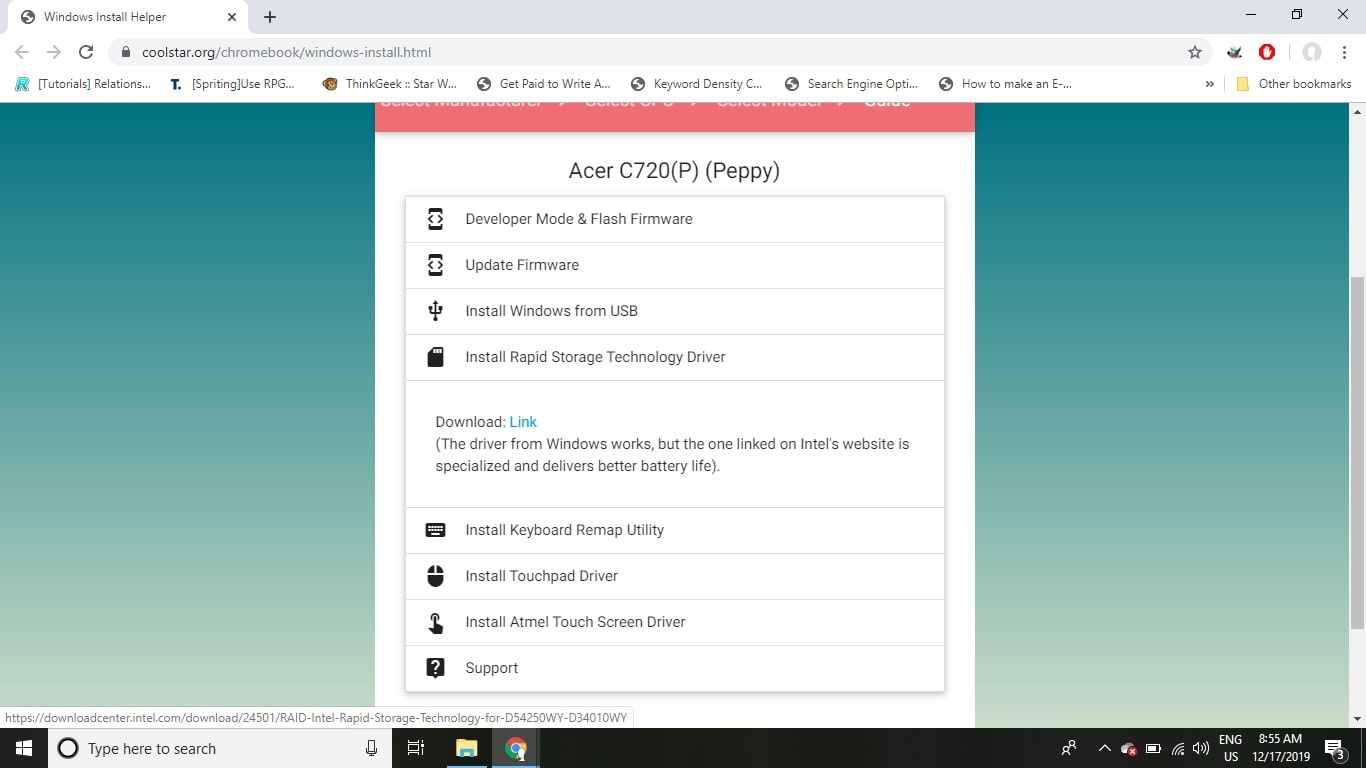 Använd installationshjälpen för Windows för Chromebook för att hitta de rekommenderade drivrutinerna för din Chromebook-modell.