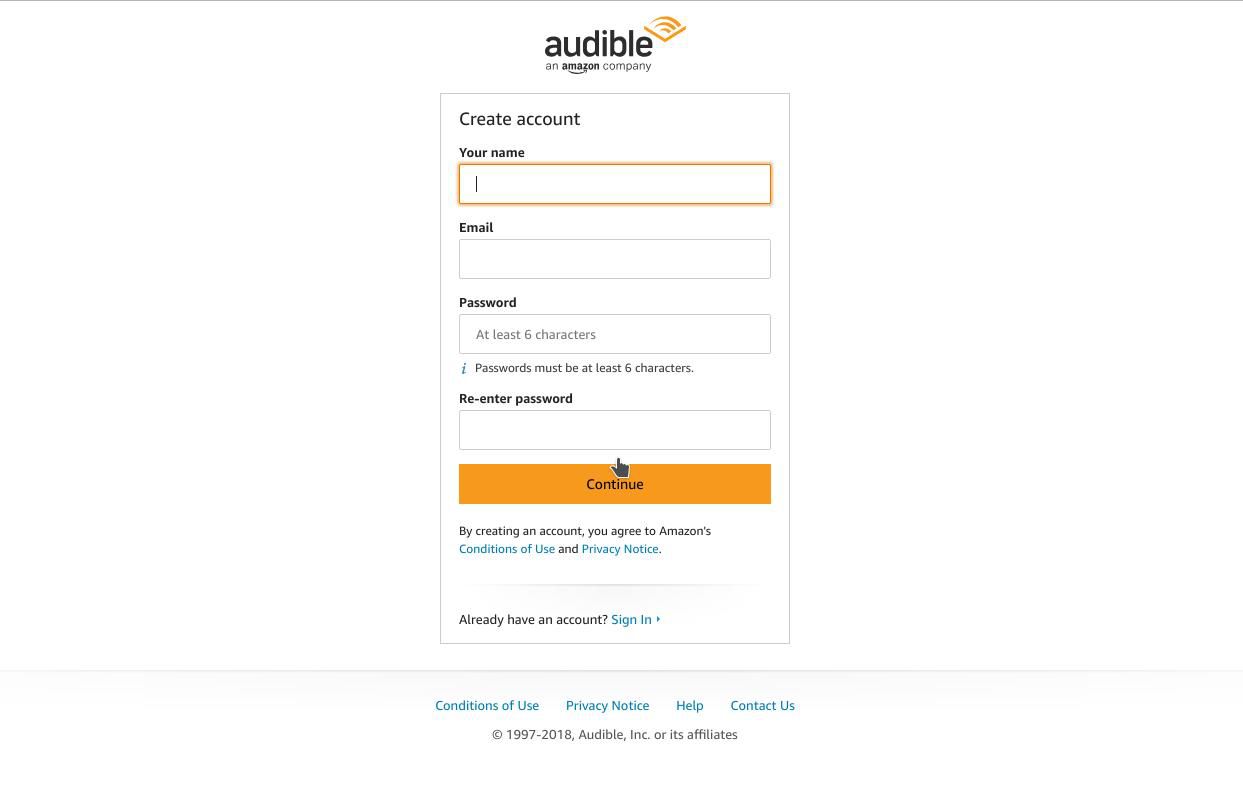För att registrera dig för Amazon krävs endast ett namn, användarnamn och lösenord.