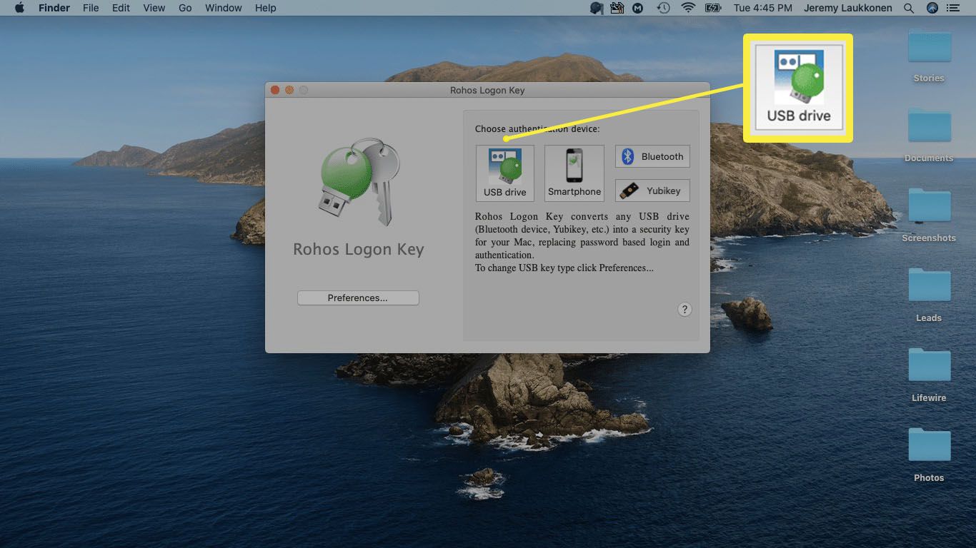 En skärmdump av Rohos Logon Key.