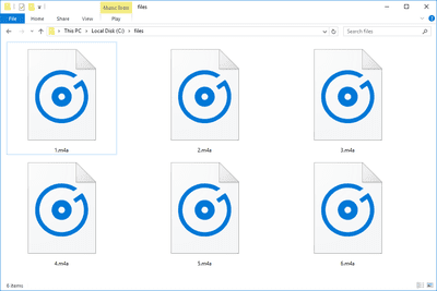 Skärmdump av flera M4A -filer i Windows 10