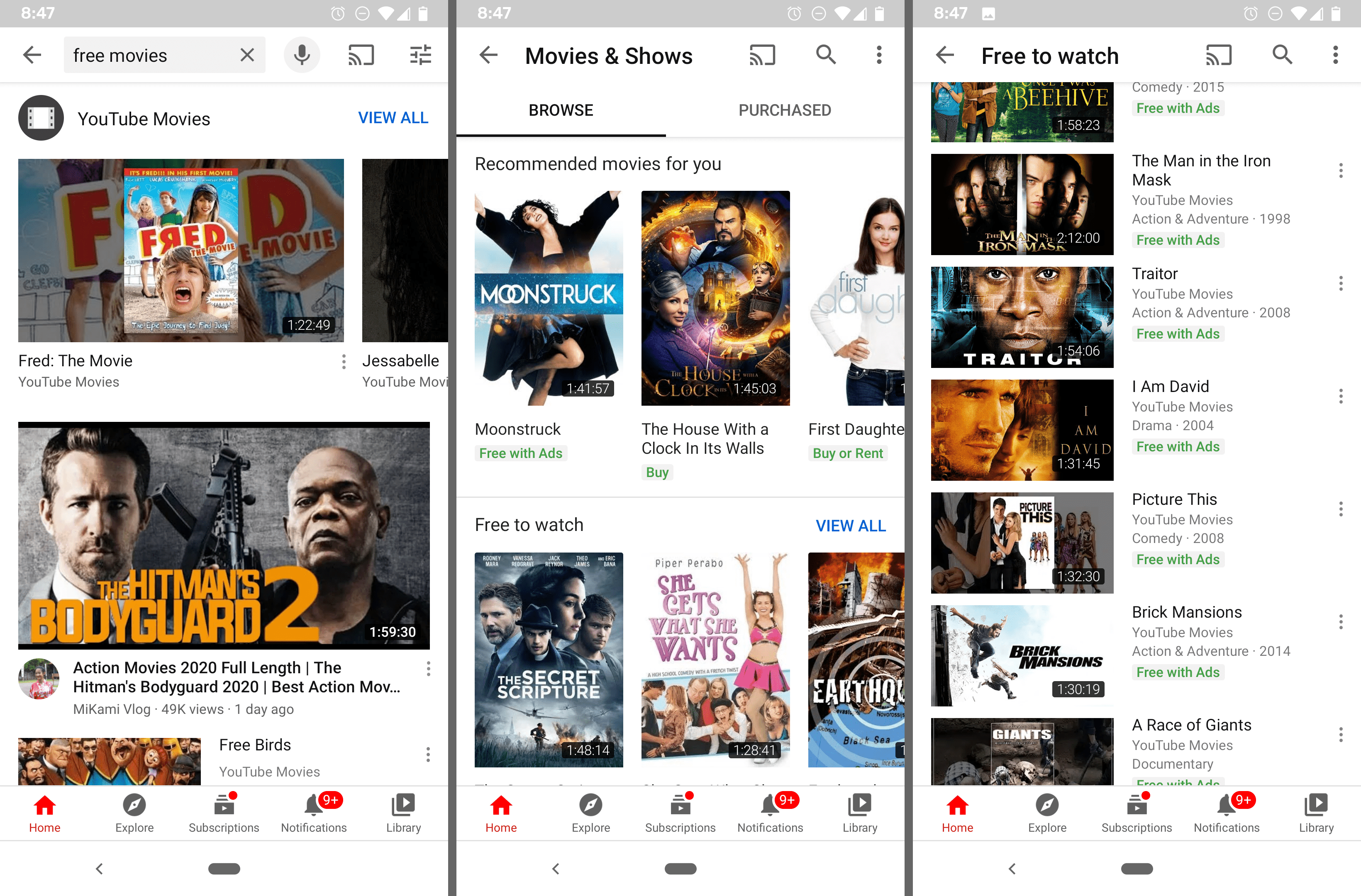 YouTube gratis filmer på Android