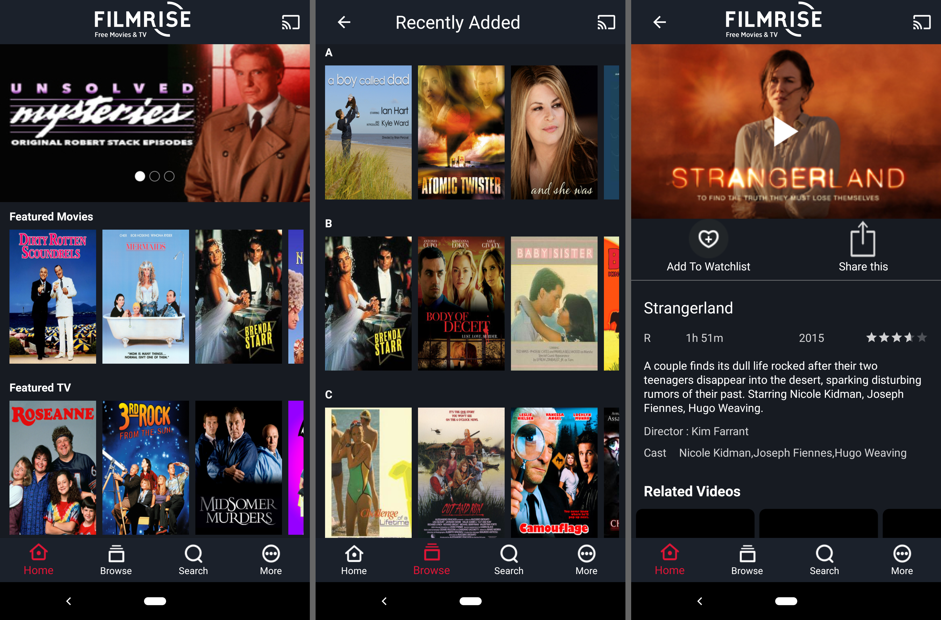 Filmrise app för streaming av Android för Android