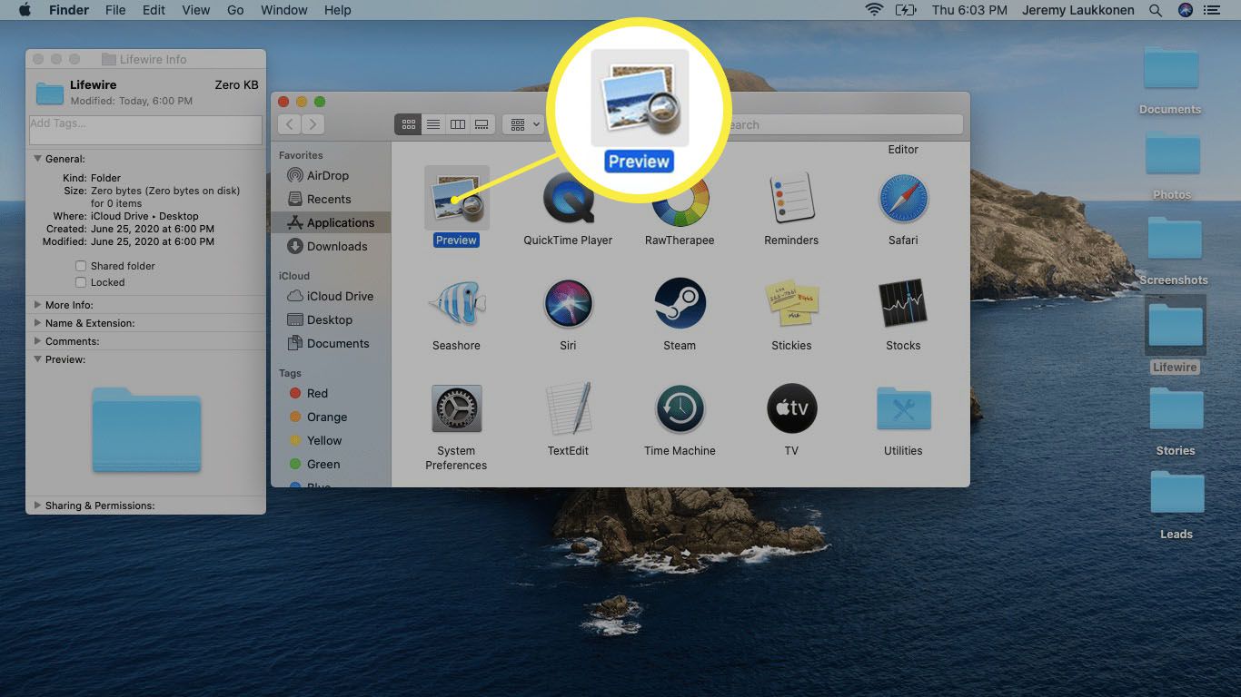 En skärmdump av mappen Applications på macOS.