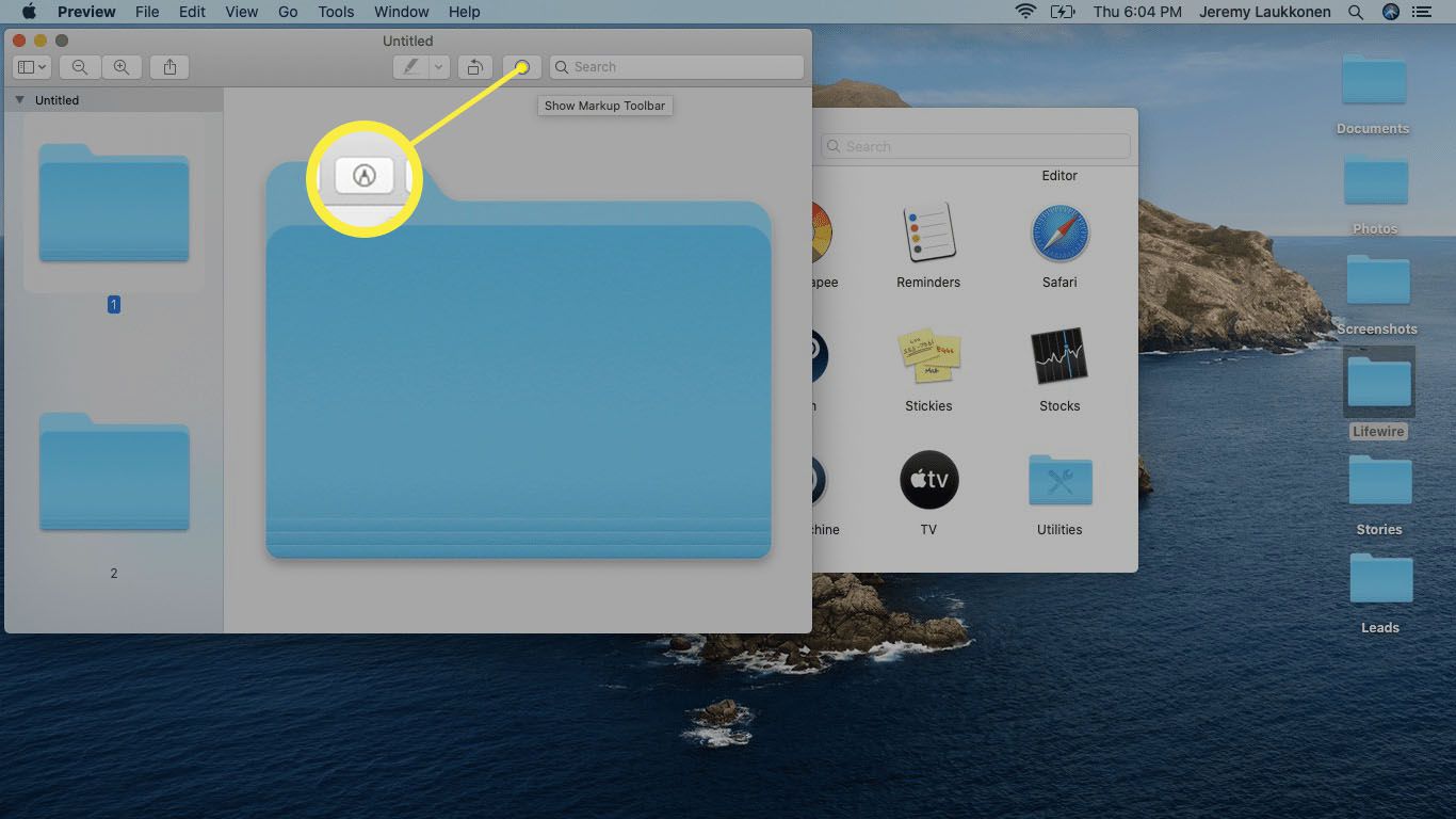 Markeringsverktyget markerat i Preview-appen på macOS.