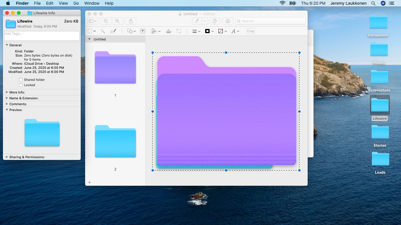 En skärmdump av kopiering från Preview på macOS.