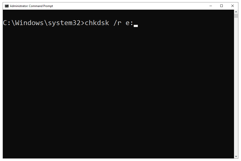 chkdsk r-kommando i Windows 10