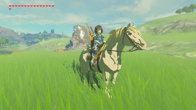 Riding the Royal White Stallion in Zelda: Breath of the Wild.