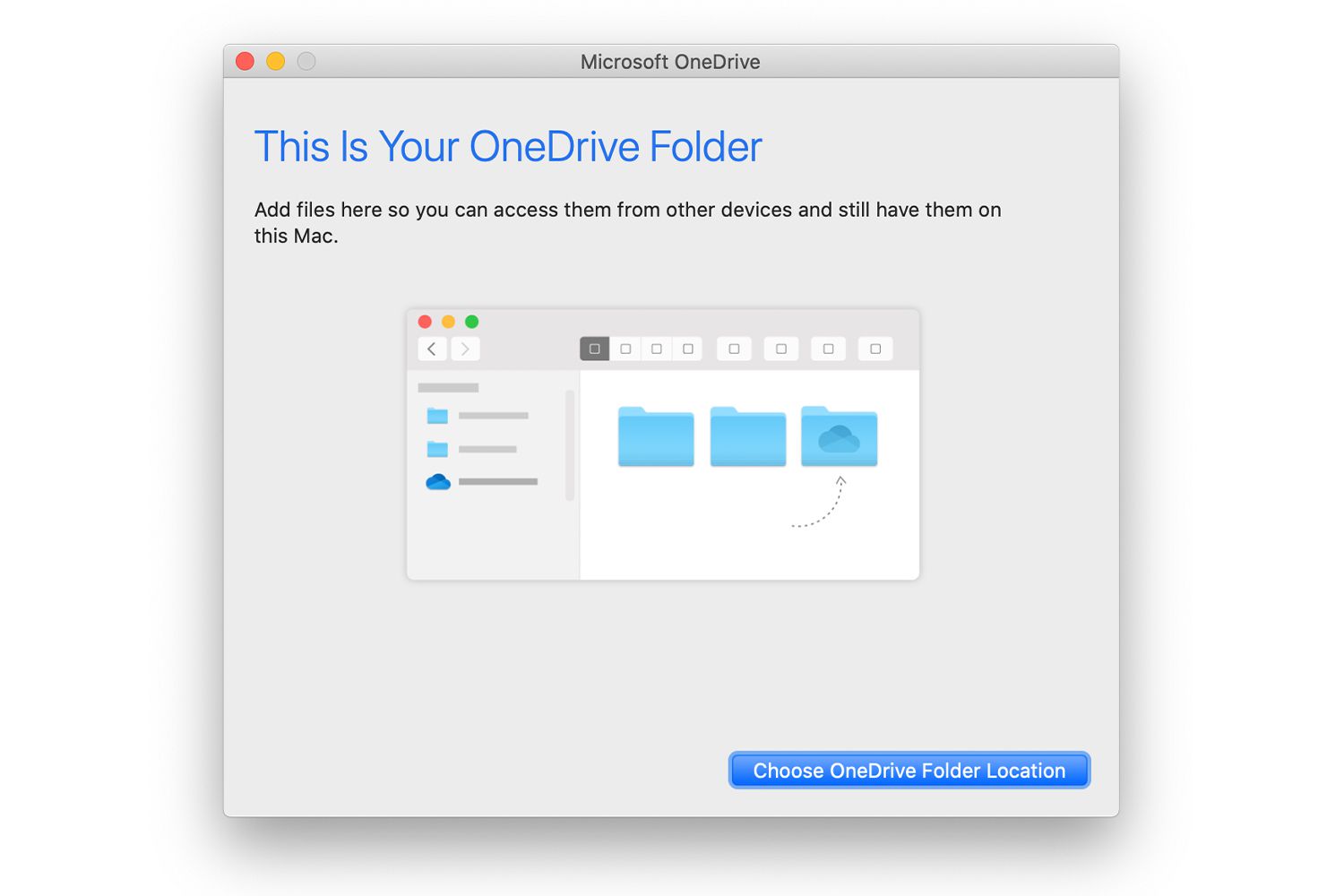 OneDrive-mapp på Mac