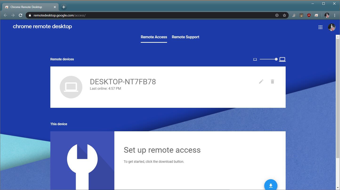 En skärmdump av Chrome Remote Desktop.