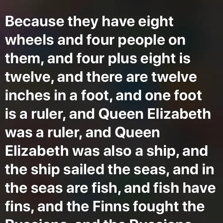 Skärmdump av Siri svar på "Varför är brandbilar röda."