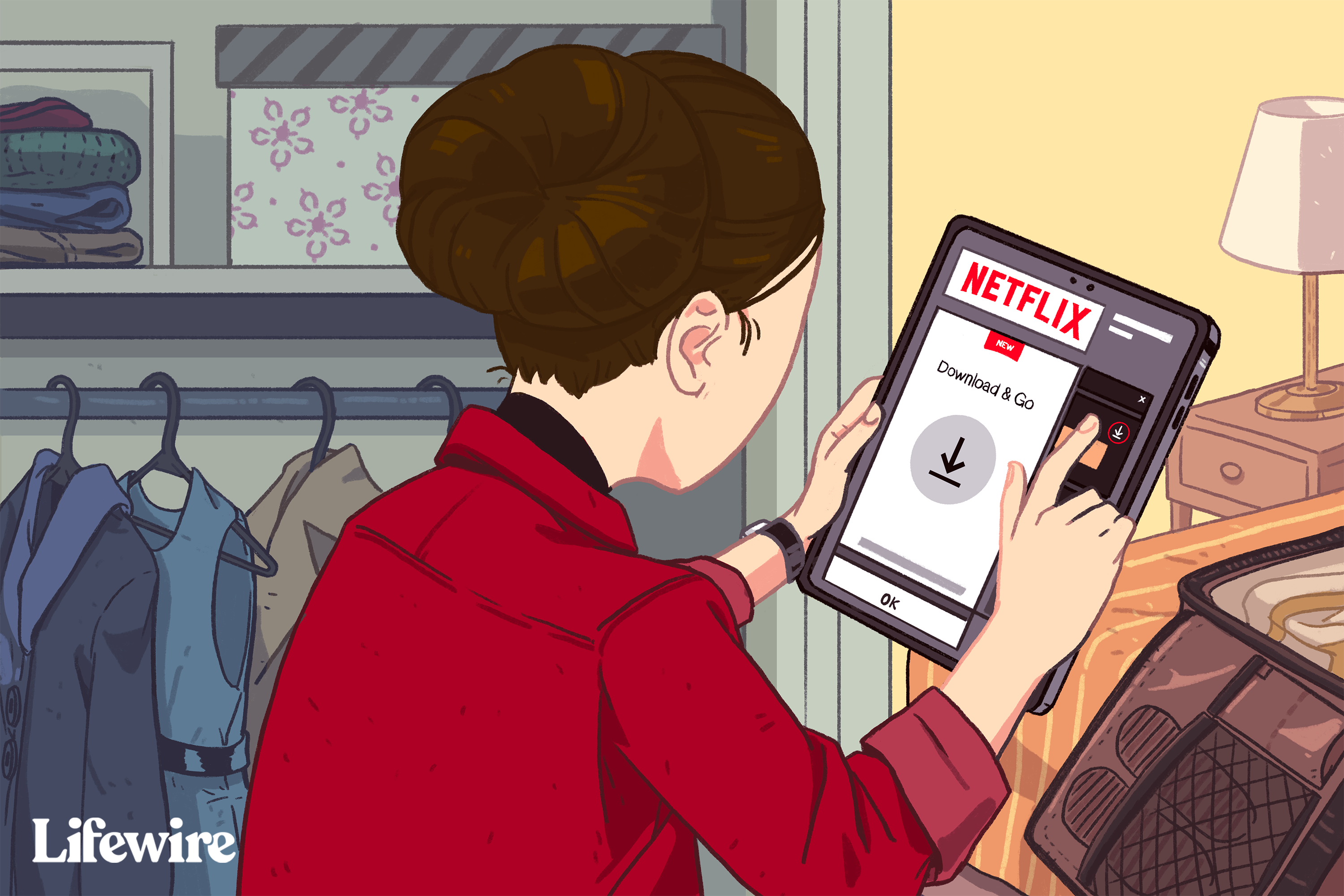 Person som laddar ner Netflix-filer till en iPad