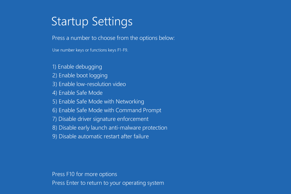 windows 10 startup settings safe mode abede6124519459fae382d09aace051f