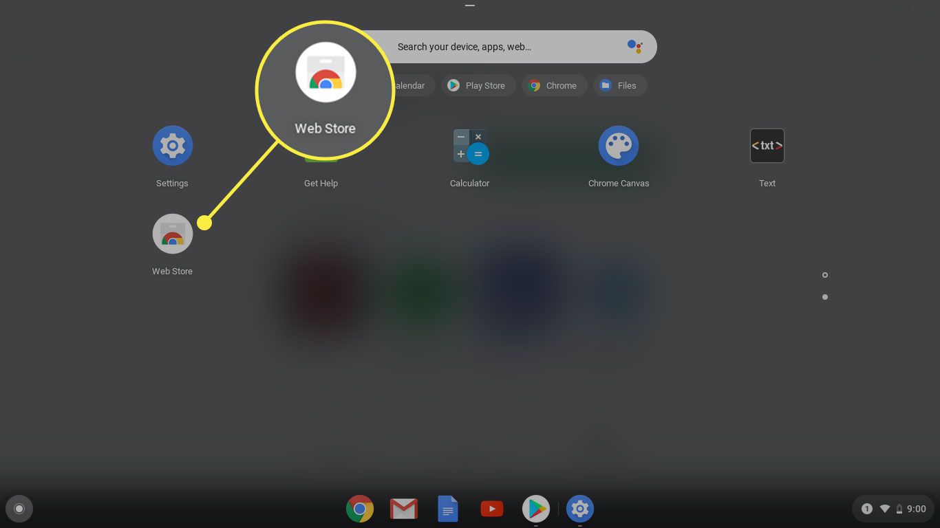 Webbutikens ikon på en Chromebook