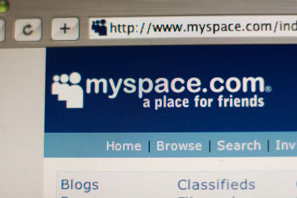 Hemsida för den populära webbplatsen MySpace.