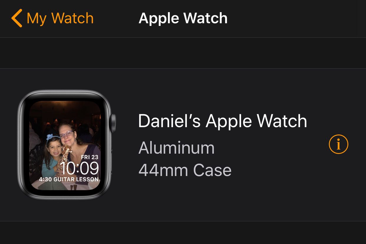 Skärmdump av Apple Watch Unpair-skärmen