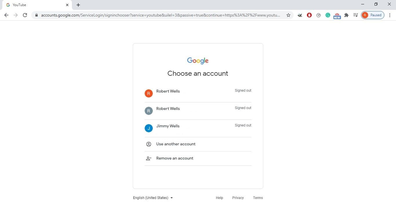 Inloggningsskärm för Google-konto