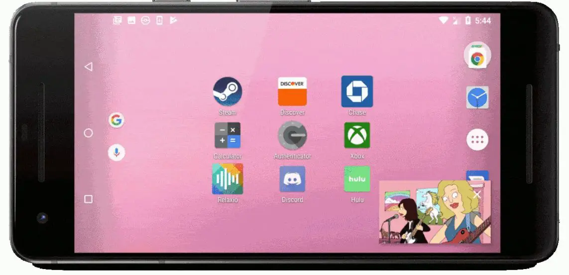 En YouTube-video visas i miniatyrform på Android-startskärmen