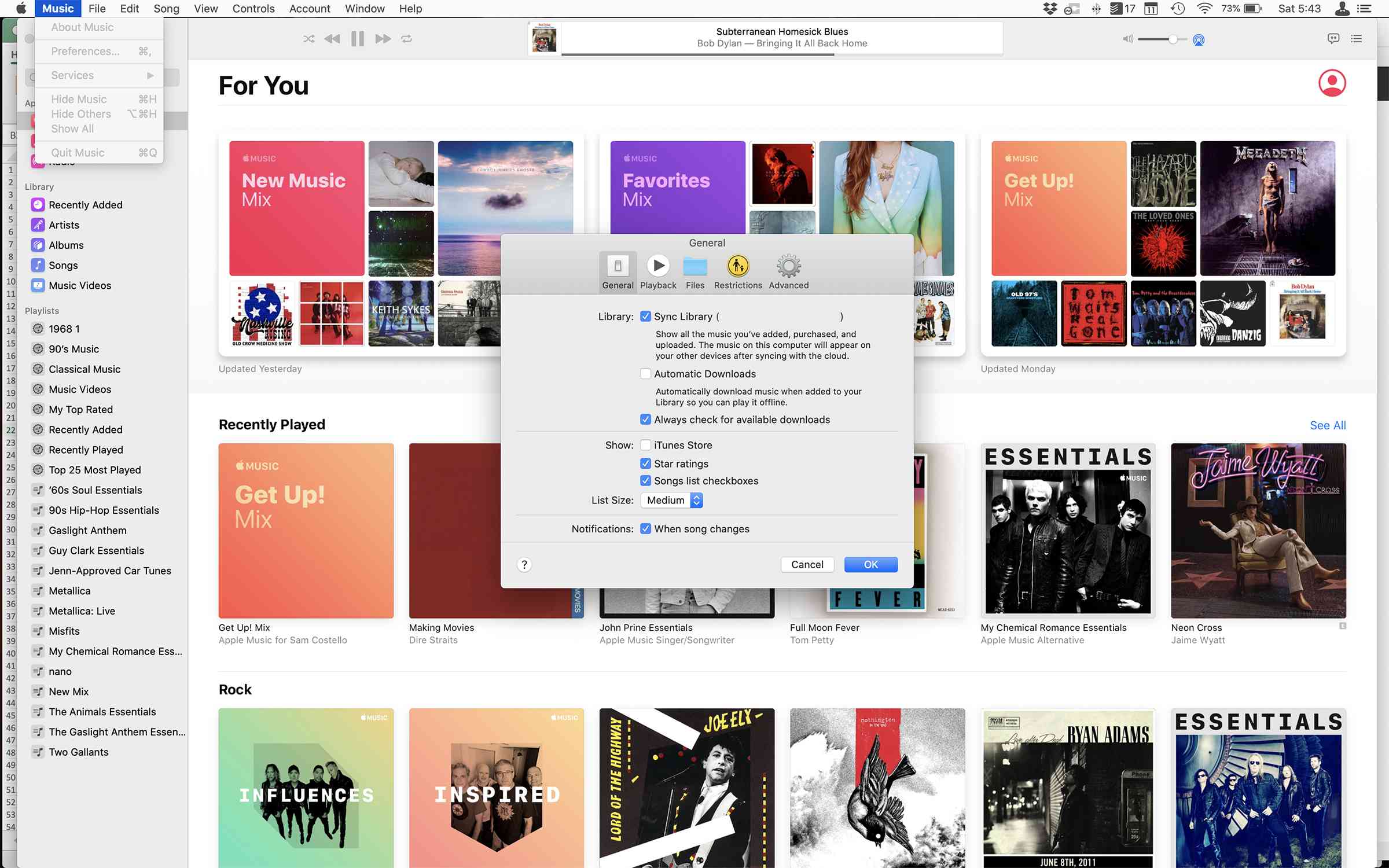 Skärmdump för att aktivera iTunes Store-inställningen i musikappen