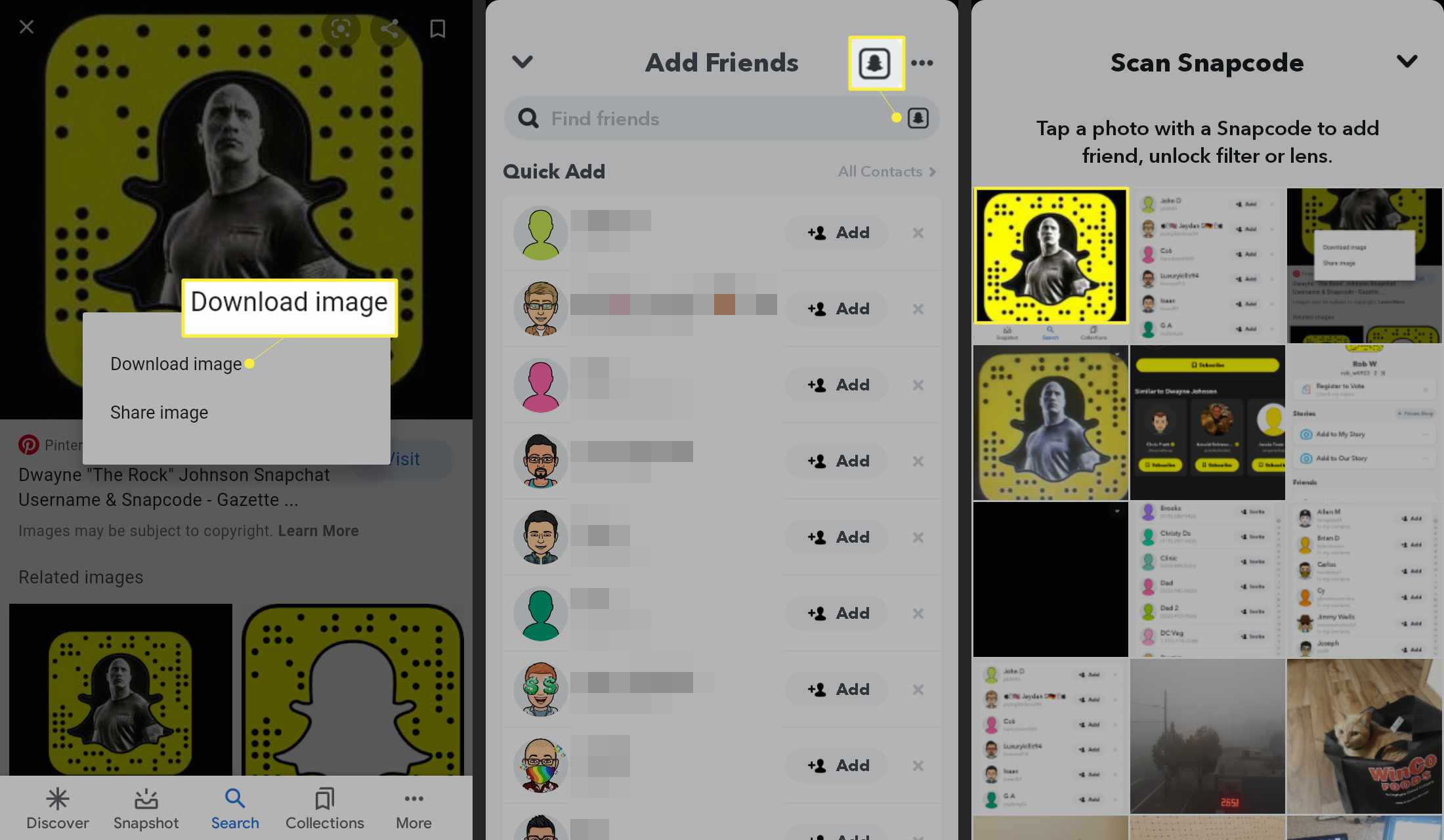 Hitta någon på Snapchat genom att ladda upp en snapcode