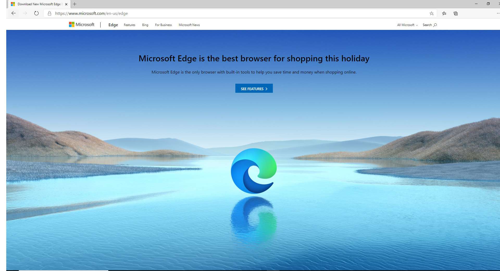 Edge nedladdningssida i webbläsaren Microsoft Edge