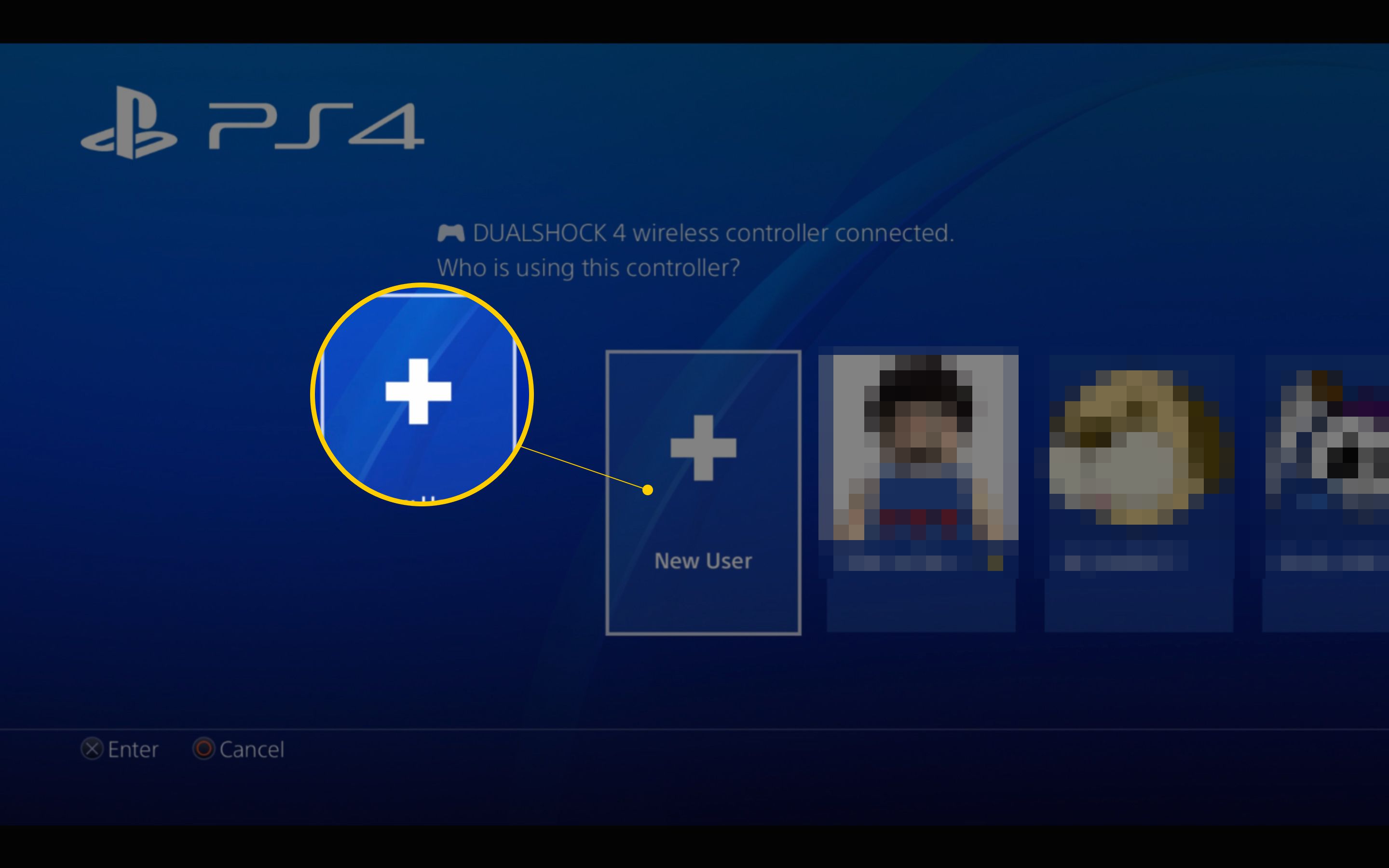 Ny användarknapp på PS4-skärmen