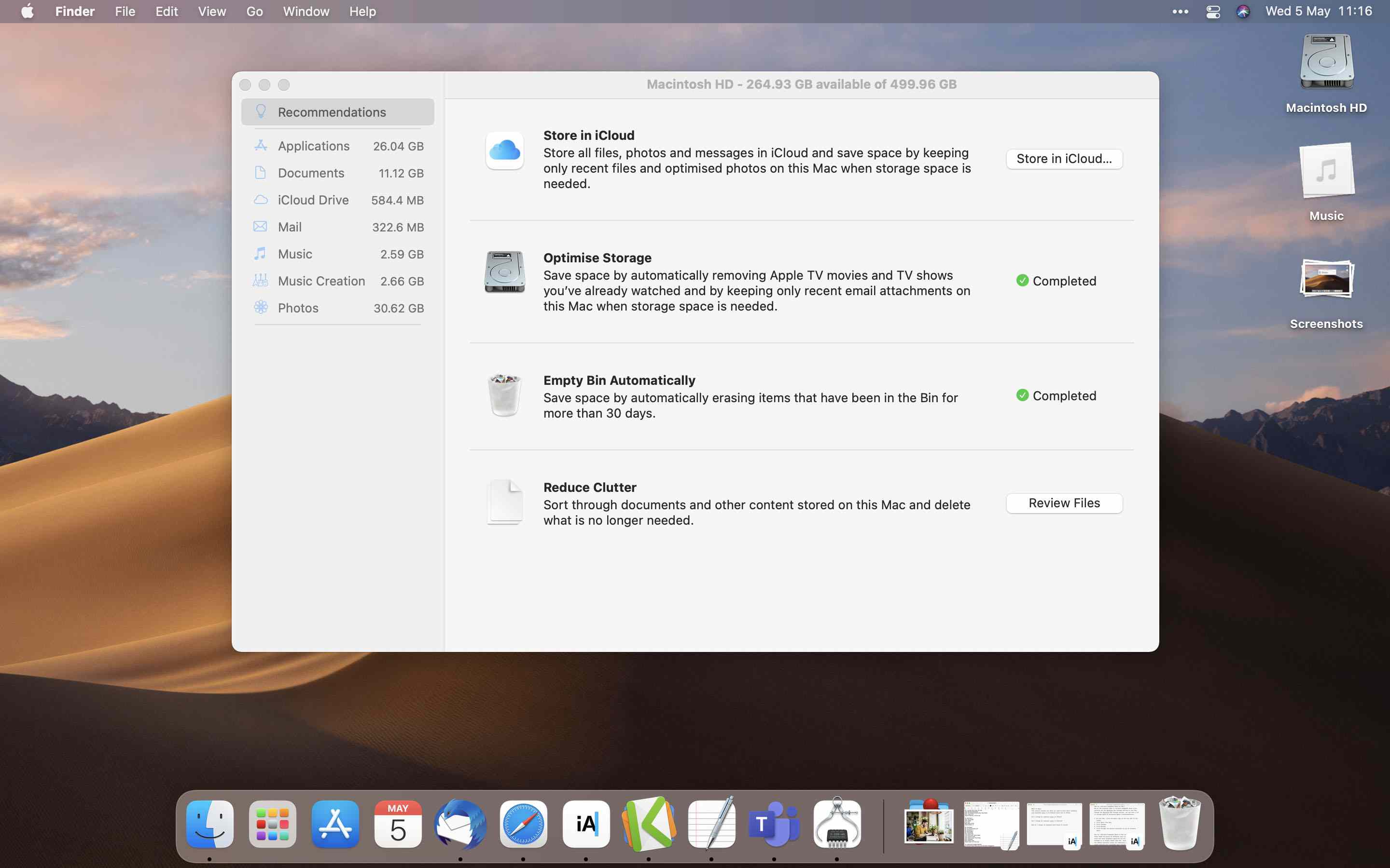 MacOS: s Optimize Mac Storage-skärm