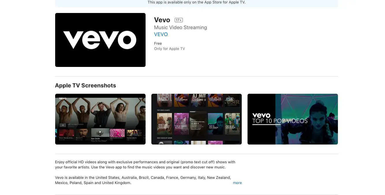 Apple TV: s Vevo-app