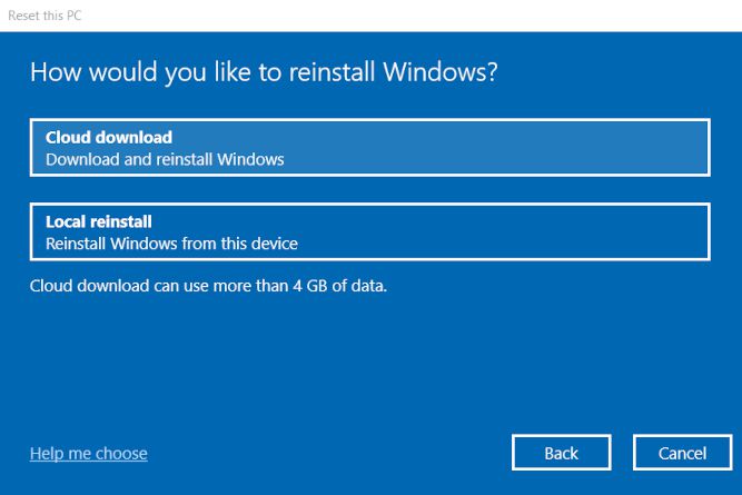 Välj hur du installerar om Windows när du återställer en Asus Laptop.