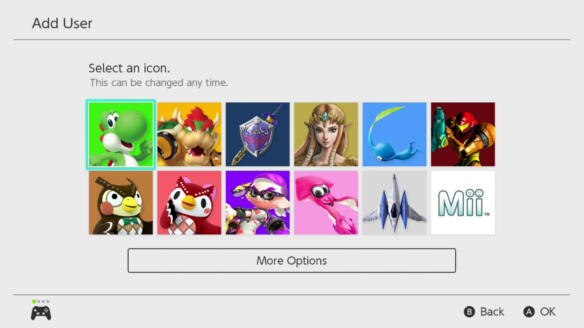 Välja en ikon på Nintendo Switch.