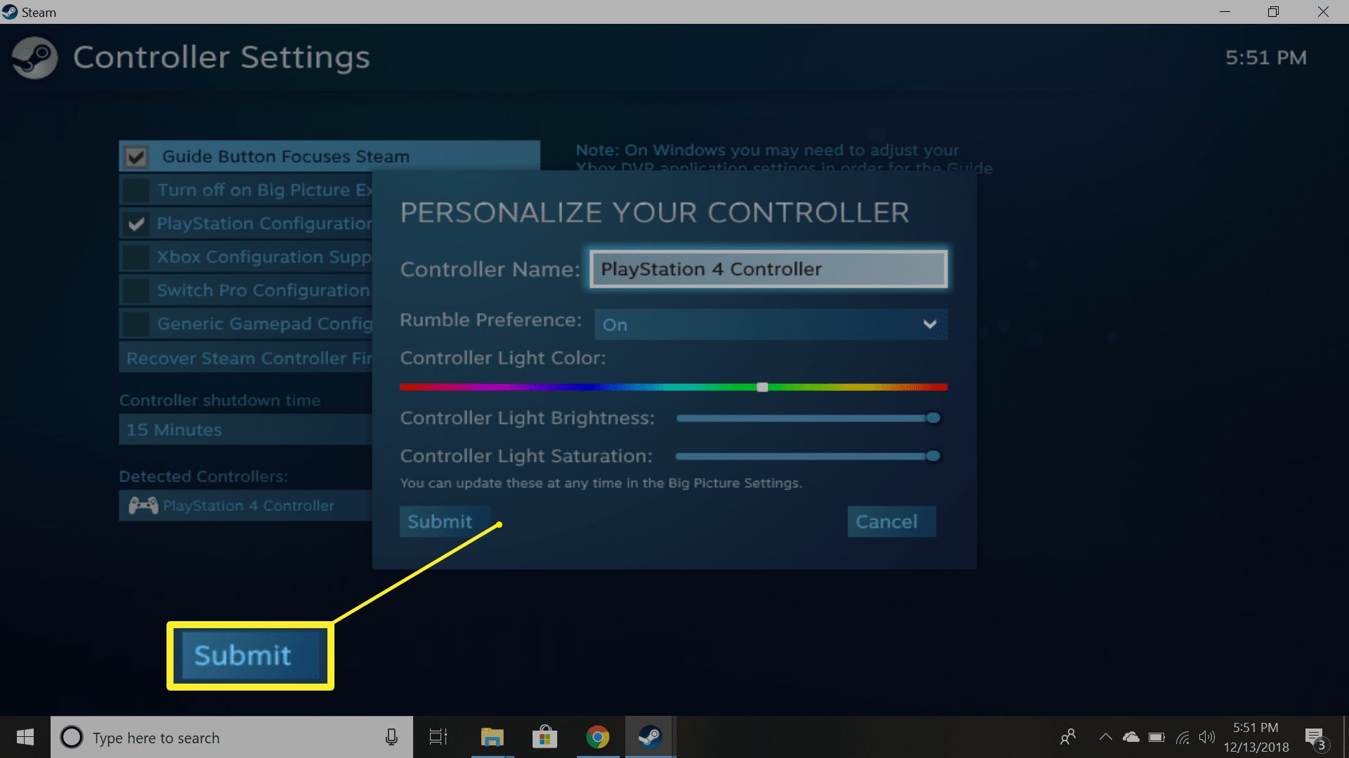 Anpassa dina Steam PS4-kontrollerinställningar