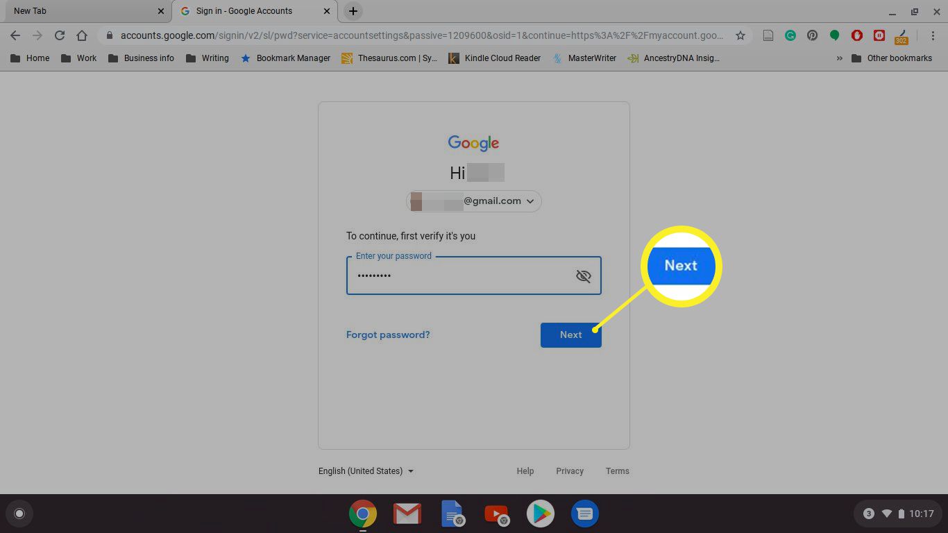 Verifierar lösenord i Google Chrome för Chromebook