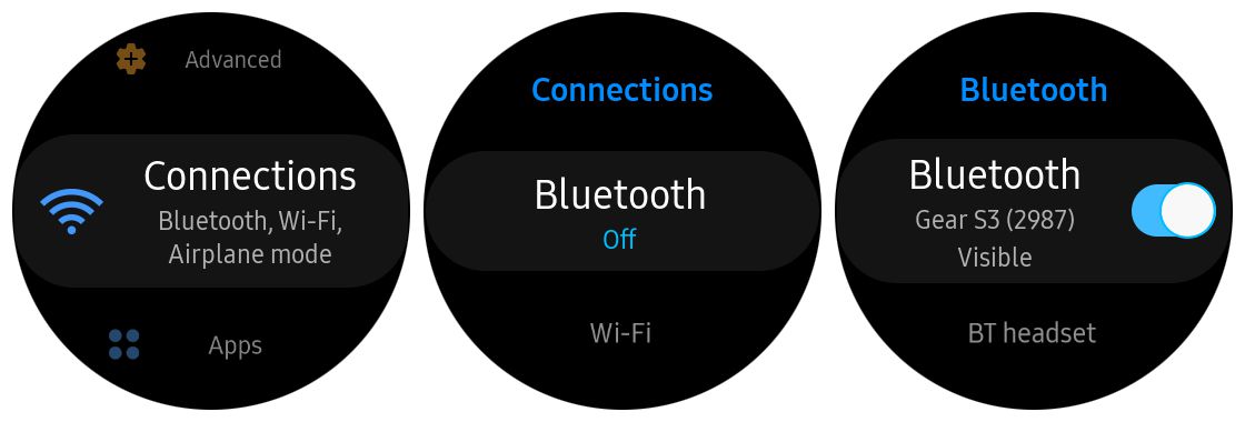 Samsung Gear S3 Bluetooth-inställningar