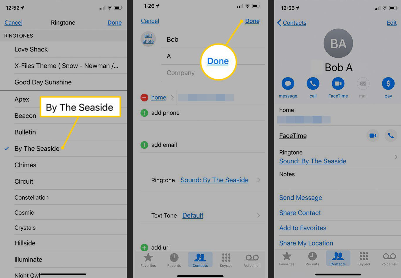 Ringsignal, Klar-knapp i iOS-inställningar